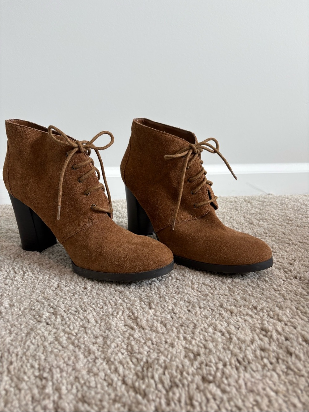 Franco Sarto Merrida Brown Suede Lace-Up Ankle Booties Comfort Women's 8 M